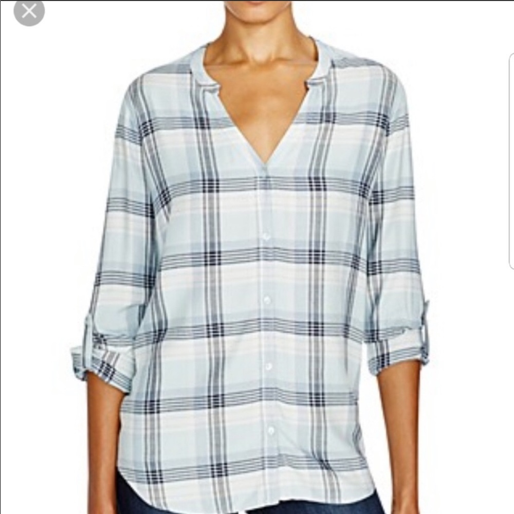 Soft Joie Dane Blue Plaid button down flannel M